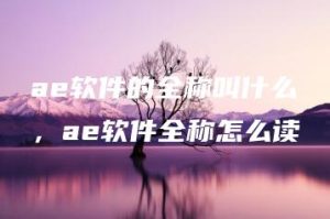 ae软件的全称叫什么，ae软件全称怎么读 | ae插件合集