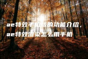 ae特效手机版的功能介绍，ae特效渲染怎么用手机 | ae插件合集