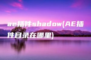 ae插件shadow(AE插件目录在哪里) | ae插件合集