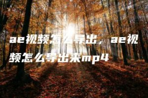 ae视频怎么导出，ae视频怎么导出来mp4 | ae插件合集