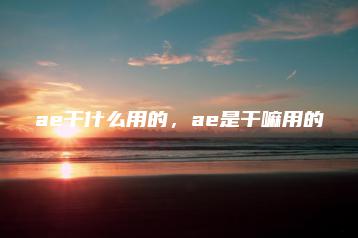 ae干什么用的，ae是干嘛用的 | ae插件合集