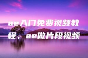ae入门免费视频教程，ae做片段视频 | ae插件合集