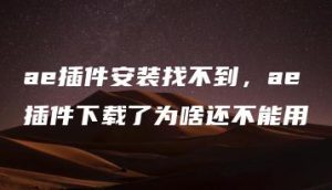 ae插件安装找不到，ae插件下载了为啥还不能用 | ae插件合集