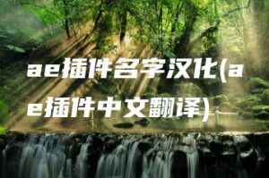 ae插件名字汉化(ae插件中文翻译) | ae插件合集