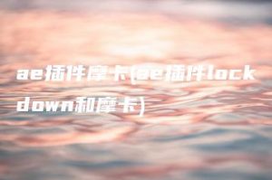 ae插件摩卡(ae插件lockdown和摩卡) | ae插件合集