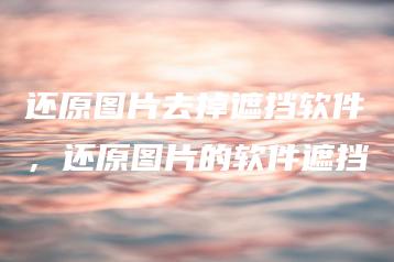 还原图片去掉遮挡软件，还原图片的软件遮挡 | ae插件合集