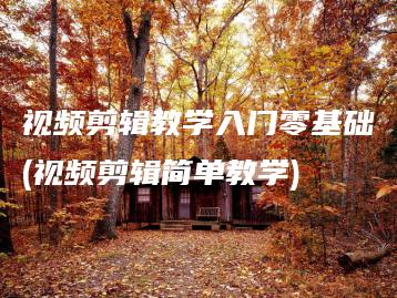 视频剪辑教学入门零基础(视频剪辑简单教学) | ae插件合集