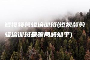 短视频剪辑培训班(短视频剪辑培训班是骗局吗知乎) | ae插件合集