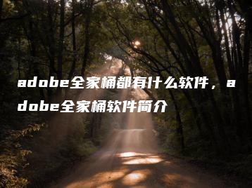 adobe全家桶都有什么软件，adobe全家桶软件简介 | ae插件合集