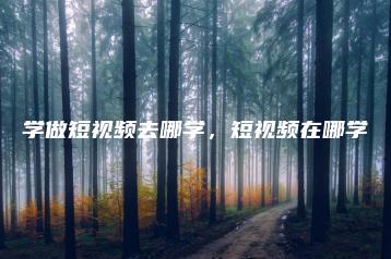 学做短视频去哪学，短视频在哪学 | ae插件合集