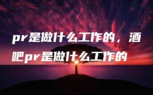 pr是做什么工作的，酒吧pr是做什么工作的 | ae插件合集