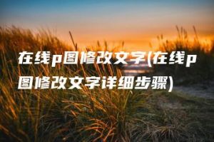 在线p图修改文字(在线p图修改文字详细步骤) | ae插件合集