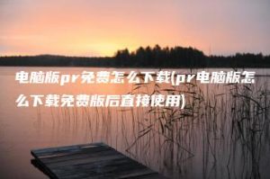 电脑版pr免费怎么下载(pr电脑版怎么下载免费版后直接使用) | ae插件合集