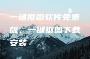 一键抠图软件免费版，一键抠图下载安装 | ae插件合集