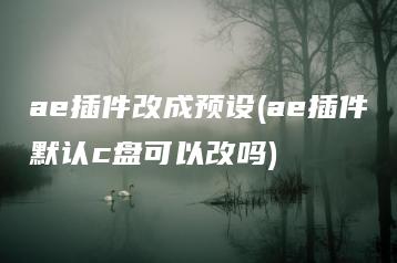 ae插件改成预设(ae插件默认c盘可以改吗) | ae插件合集