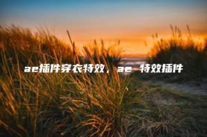 ae插件穿衣特效，ae 特效插件 | ae插件合集