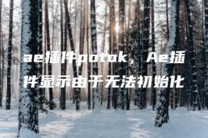 ae插件potok，Ae插件显示由于无法初始化 | ae插件合集