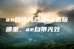 ae插件光效在ae面板哪里，ae自带光效 | ae插件合集