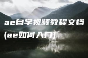ae自学视频教程文档(ae如何入门) | ae插件合集