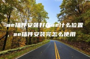 ae插件安装好在ae什么位置，ae插件安装完怎么使用 | ae插件合集