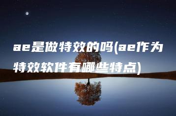 ae是做特效的吗(ae作为特效软件有哪些特点) | ae插件合集