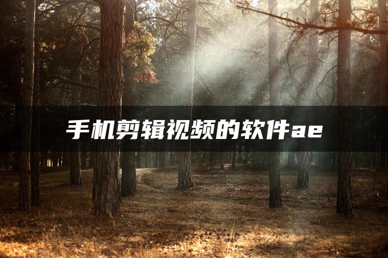 手机剪辑视频的软件ae