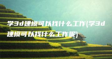 学3d建模可以找什么工作(学3d建模可以找什么工作呢) | ae插件合集