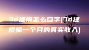 3d建模怎么自学(3d建模师一个月的真实收入) | ae插件合集