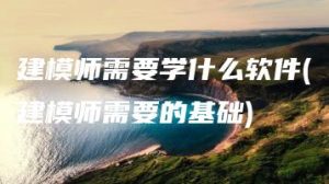 建模师需要学什么软件(建模师需要的基础) | ae插件合集