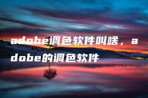 adobe调色软件叫啥，adobe的调色软件 | ae插件合集