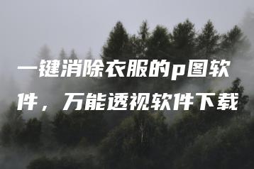 一键消除衣服的p图软件，万能透视软件下载 | ae插件合集