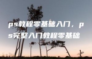 ps教程零基础入门，ps完整入门教程零基础 | ae插件合集