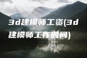 3d建模师工资(3d建模师工作时间) | ae插件合集