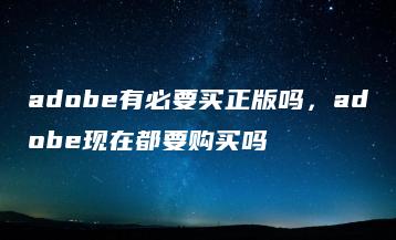 adobe有必要买正版吗，adobe现在都要购买吗 | ae插件合集