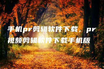 手机pr剪辑软件下载，pr视频剪辑软件下载手机版 | ae插件合集