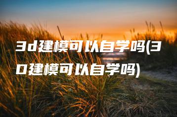3d建模可以自学吗(3D建模可以自学吗) | ae插件合集