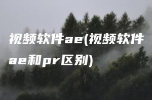 视频软件ae(视频软件ae和pr区别) | ae插件合集