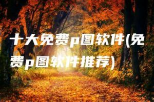 十大免费p图软件(免费p图软件推荐) | ae插件合集