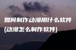 如何制作动漫用什么软件(动漫怎么制作软件) | ae插件合集