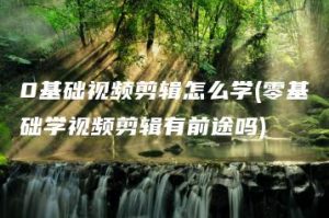 0基础视频剪辑怎么学(零基础学视频剪辑有前途吗) | ae插件合集