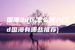 国漫3d区怎么进入(3d国漫有哪些推荐) | ae插件合集