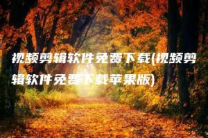 视频剪辑软件免费下载(视频剪辑软件免费下载苹果版) | ae插件合集