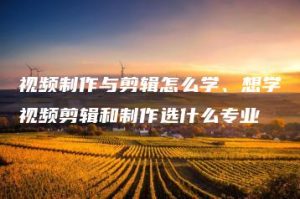 视频制作与剪辑怎么学、想学视频剪辑和制作选什么专业 | ae插件合集