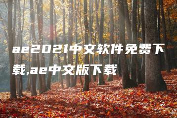 ae2021中文软件免费下载,ae中文版下载 | ae插件合集