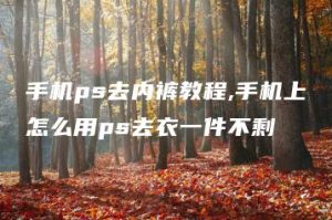 手机ps去内裤教程,手机上怎么用ps去衣一件不剩 | ae插件合集