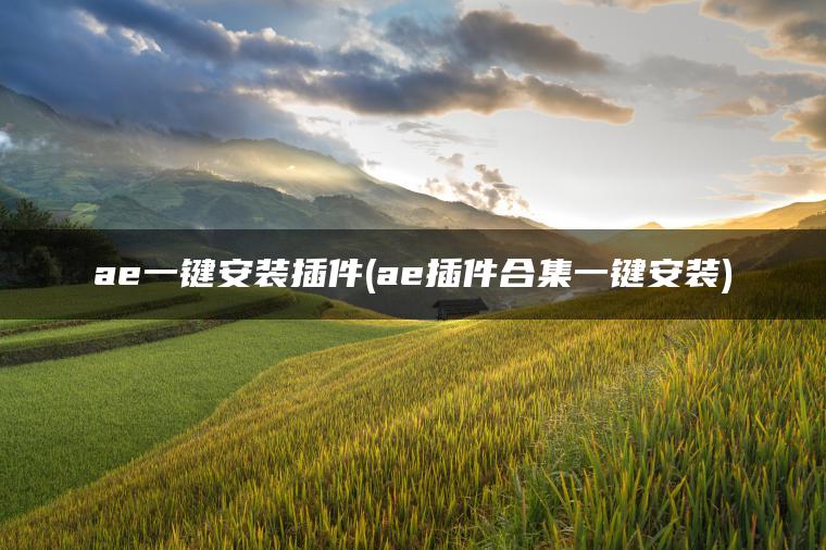 ae一键安装插件(ae插件合集一键安装)
