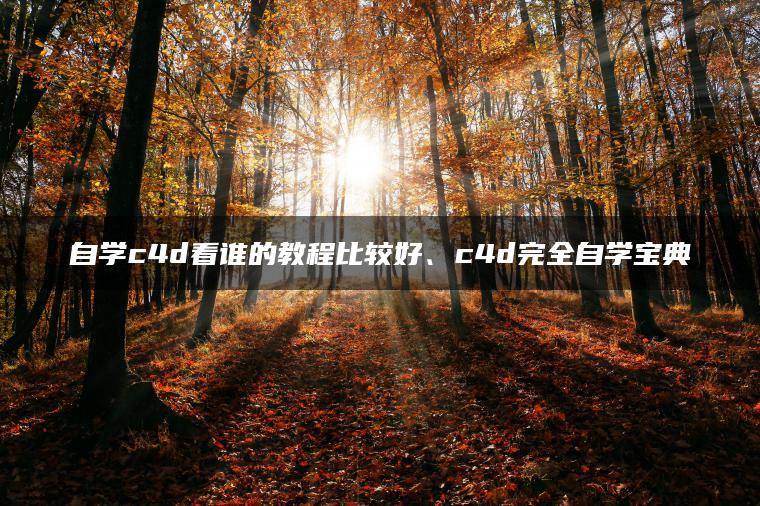 自学c4d看谁的教程比较好、c4d完全自学宝典