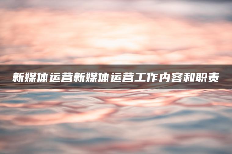 新媒体运营新媒体运营工作内容和职责