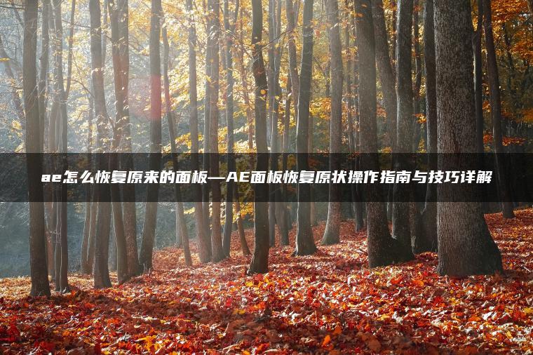 ae怎么恢复原来的面板—AE面板恢复原状操作指南与技巧详解