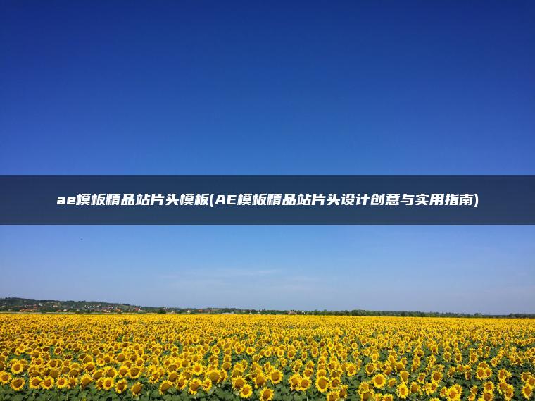 ae模板精品站片头模板(AE模板精品站片头设计创意与实用指南)